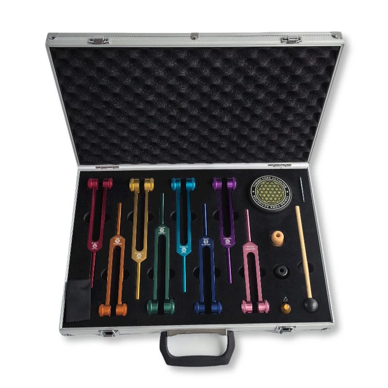 Health & Wellness Unlimited - Colorful Tuning Fork Set Meditation Relax