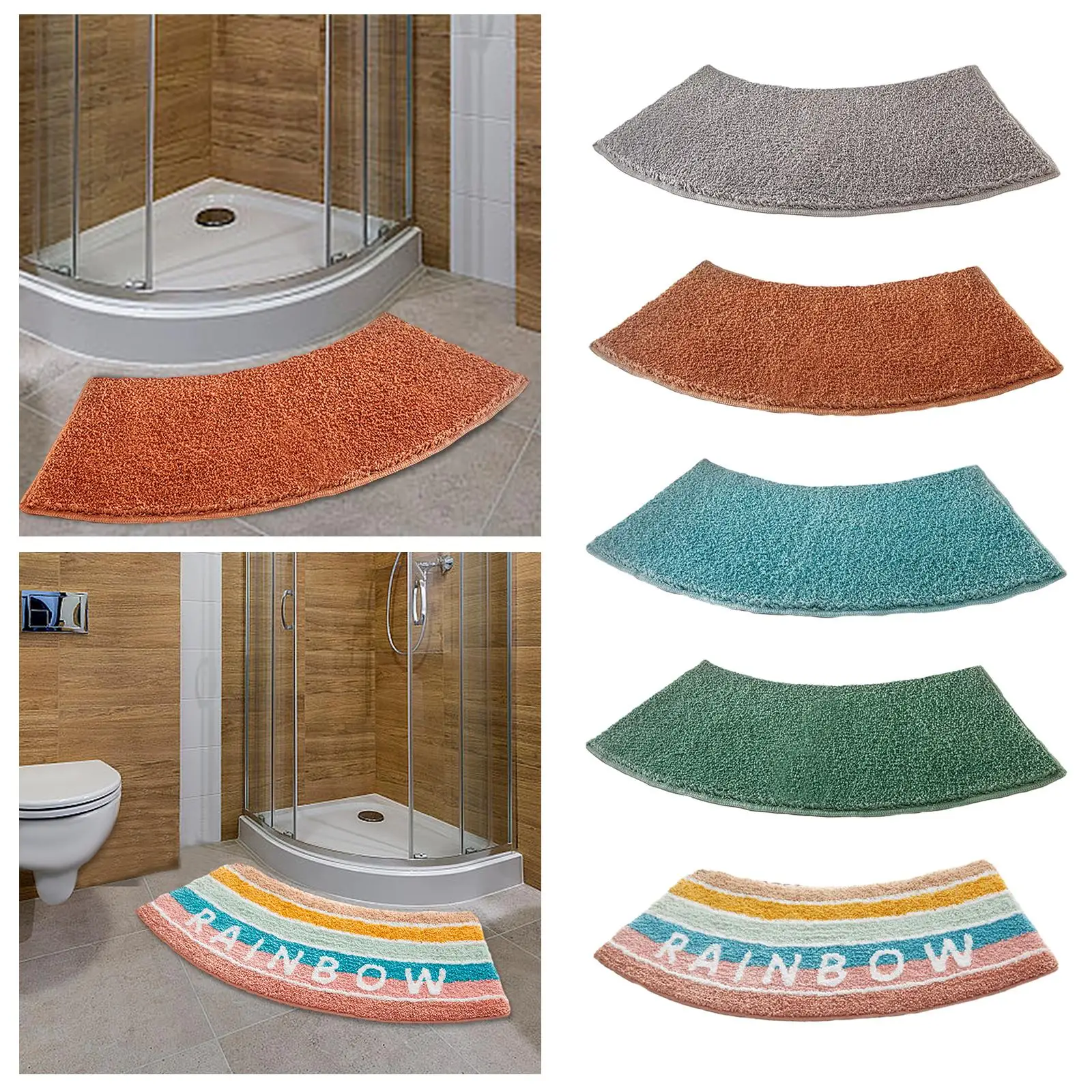 Curved Shower Mat Toilet Rug B - Bamboo Bath Mat recension och pris