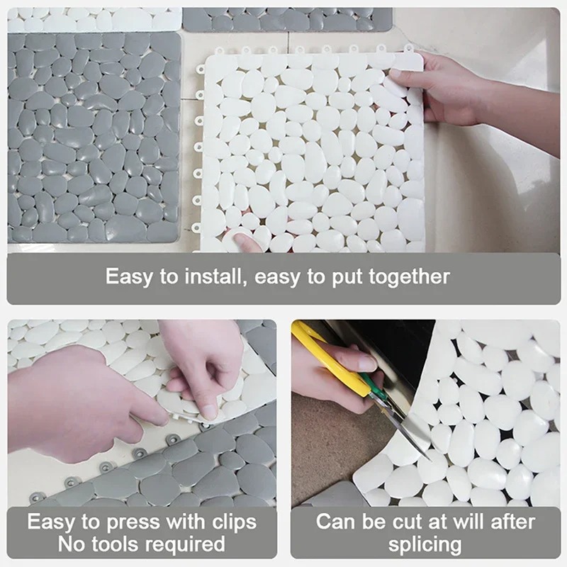 1-10PC 30X30cm Bathroom Pebble - Bamboo Bath Mat recension och pris